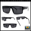 Kush Mens Bold Angle Flat Top Square Rectangle All Black Plastic Sunglasses