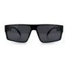 Kush Mens Bold Angle Flat Top Square Rectangle All Black Plastic Sunglasses