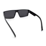 Kush Mens Bold Angle Flat Top Square Rectangle All Black Plastic Sunglasses