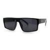 Kush Mens Bold Angle Flat Top Square Rectangle All Black Plastic Sunglasses