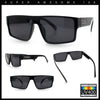 Kush Mens Bold Angle Flat Top Square Rectangle All Black Plastic Sunglasses