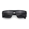 Kush Mens Bold Angle Flat Top Square Rectangle All Black Plastic Sunglasses