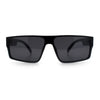 Kush Mens Bold Angle Flat Top Square Rectangle All Black Plastic Sunglasses