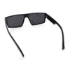 Kush Mens Bold Angle Flat Top Square Rectangle All Black Plastic Sunglasses