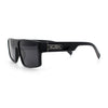 Kush Mens Bold Angle Flat Top Square Rectangle All Black Plastic Sunglasses