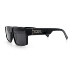 Kush Mens Bold Angle Flat Top Square Rectangle All Black Plastic Sunglasses