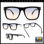 Oversized Large Horn Rim Dimensional Thick Plastic Rectangle Sunglasses