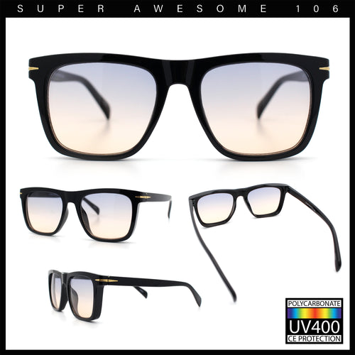 Oversized Large Horn Rim Dimensional Thick Plastic Rectangle Sunglasses