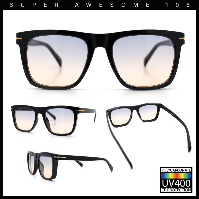 Oversized Large Horn Rim Dimensional Thick Plastic Rectangle Sunglasses