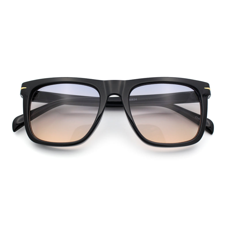 Oversized Large Horn Rim Dimensional Thick Plastic Rectangle Sunglasses