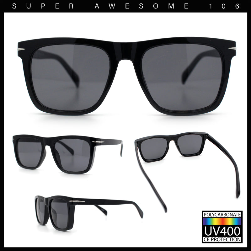 Oversized Large Horn Rim Dimensional Thick Plastic Rectangle Sunglasses