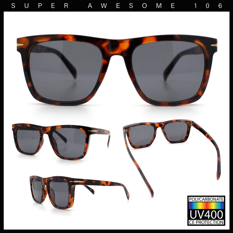 Oversized Large Horn Rim Dimensional Thick Plastic Rectangle Sunglasses