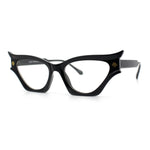 Womens Rich Golden Age Opulent Gothic Cat Eye Clear Lens Plastic Eyeglasses