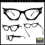Womens Rich Golden Age Opulent Gothic Cat Eye Clear Lens Plastic Eyeglasses
