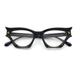 Womens Rich Golden Age Opulent Gothic Cat Eye Clear Lens Plastic Eyeglasses