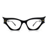 Womens Rich Golden Age Opulent Gothic Cat Eye Clear Lens Plastic Eyeglasses