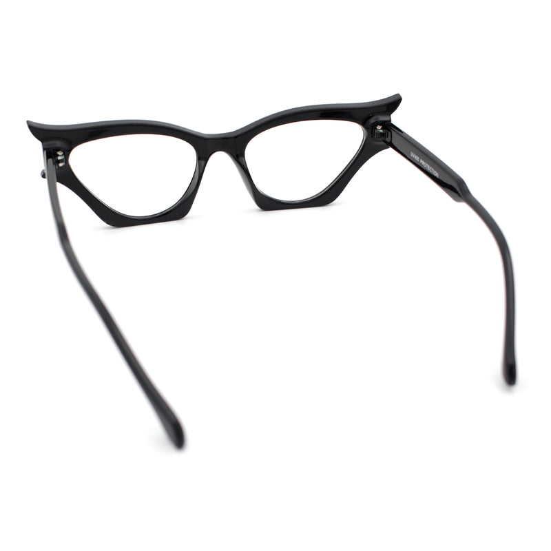 Womens Rich Golden Age Opulent Gothic Cat Eye Clear Lens Plastic Eyeglasses