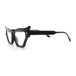 Womens Rich Golden Age Opulent Gothic Cat Eye Clear Lens Plastic Eyeglasses