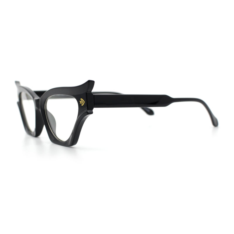 Womens Rich Golden Age Opulent Gothic Cat Eye Clear Lens Plastic Eyeglasses