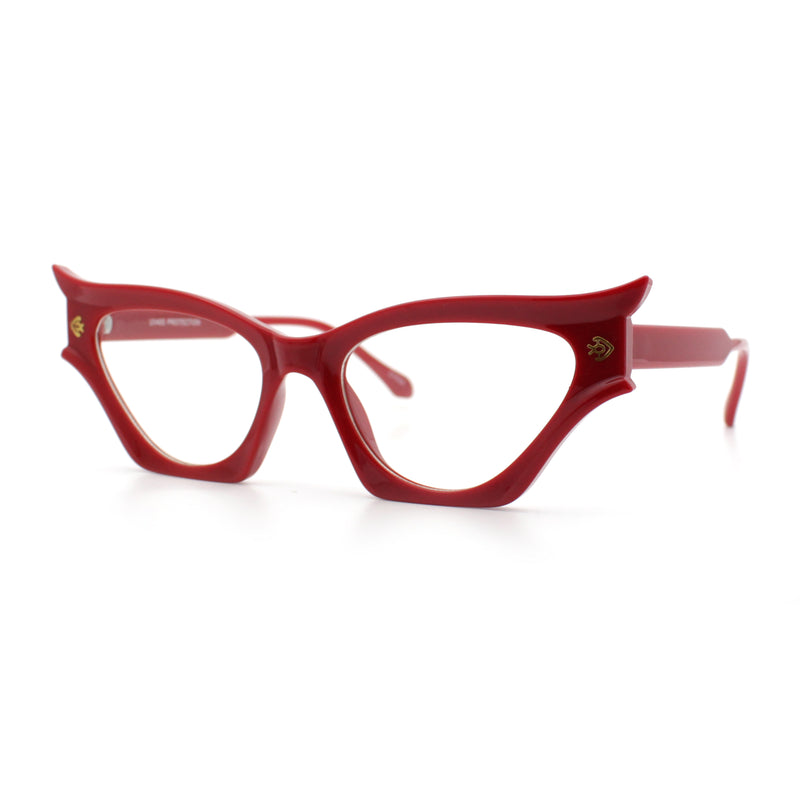 Womens Rich Golden Age Opulent Gothic Cat Eye Clear Lens Plastic Eyeglasses