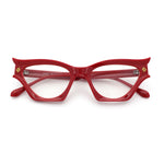 Womens Rich Golden Age Opulent Gothic Cat Eye Clear Lens Plastic Eyeglasses