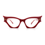Womens Rich Golden Age Opulent Gothic Cat Eye Clear Lens Plastic Eyeglasses