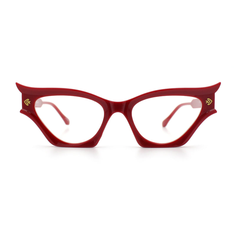 Womens Rich Golden Age Opulent Gothic Cat Eye Clear Lens Plastic Eyeglasses
