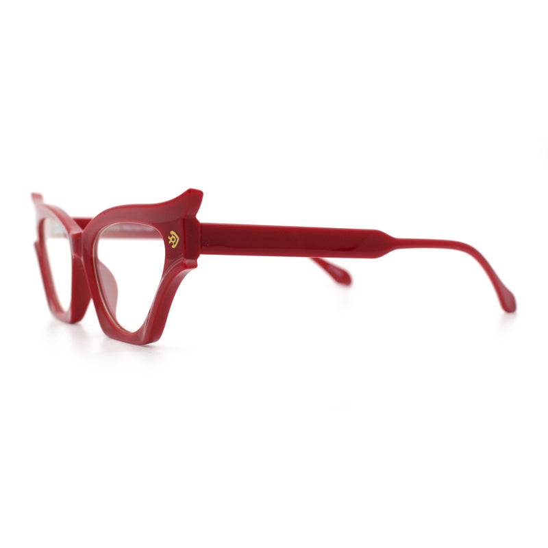 Womens Rich Golden Age Opulent Gothic Cat Eye Clear Lens Plastic Eyeglasses