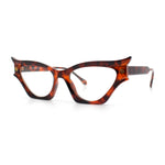 Womens Rich Golden Age Opulent Gothic Cat Eye Clear Lens Plastic Eyeglasses