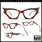 Womens Rich Golden Age Opulent Gothic Cat Eye Clear Lens Plastic Eyeglasses