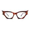 Womens Rich Golden Age Opulent Gothic Cat Eye Clear Lens Plastic Eyeglasses