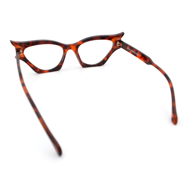 Womens Rich Golden Age Opulent Gothic Cat Eye Clear Lens Plastic Eyeglasses