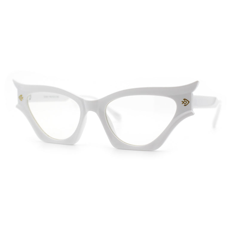 Womens Rich Golden Age Opulent Gothic Cat Eye Clear Lens Plastic Eyeglasses