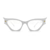 Womens Rich Golden Age Opulent Gothic Cat Eye Clear Lens Plastic Eyeglasses
