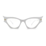 Womens Rich Golden Age Opulent Gothic Cat Eye Clear Lens Plastic Eyeglasses