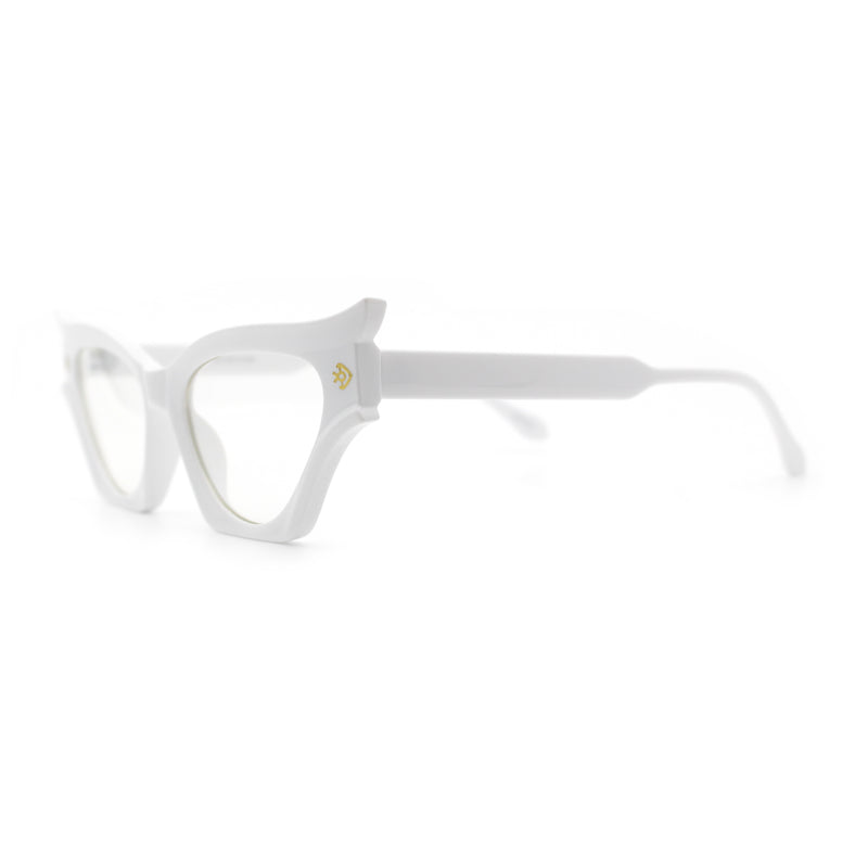 Womens Rich Golden Age Opulent Gothic Cat Eye Clear Lens Plastic Eyeglasses