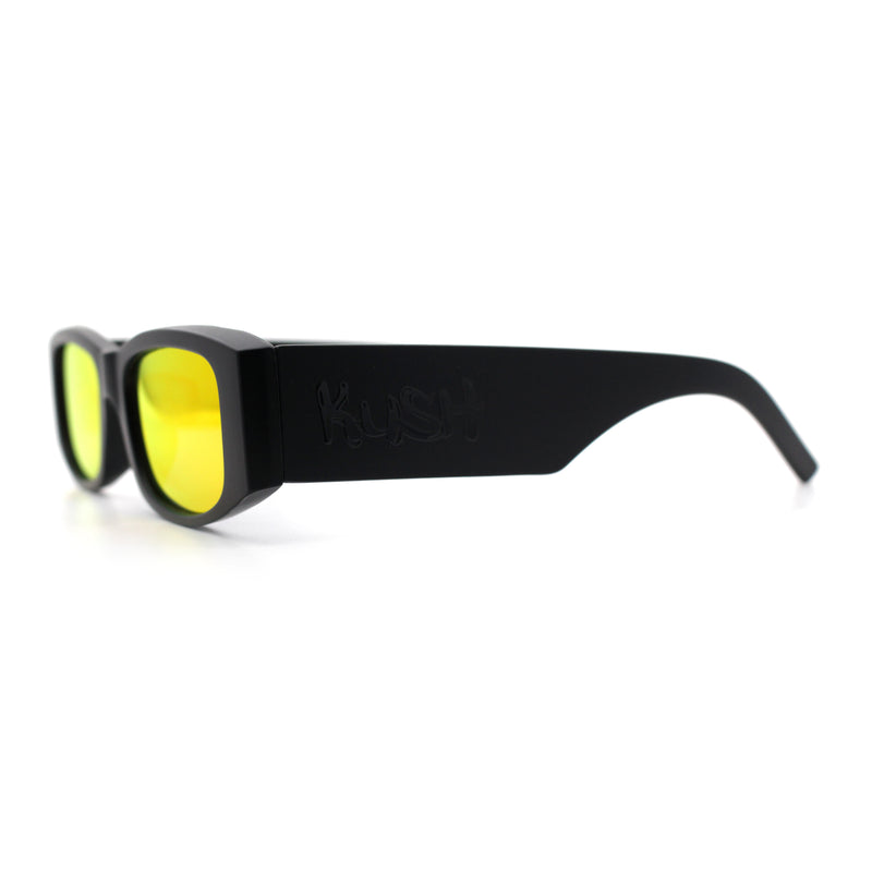 Kush Graffiti Logo Mens Narrow Rectangle Thick Temple Gangster Sunglasses