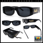 Kush Graffiti Logo Mens Narrow Rectangle Thick Temple Gangster Sunglasses