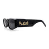 Kush Graffiti Logo Mens Narrow Rectangle Thick Temple Gangster Sunglasses
