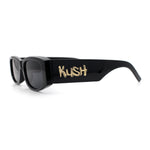 Kush Graffiti Logo Mens Narrow Rectangle Thick Temple Gangster Sunglasses
