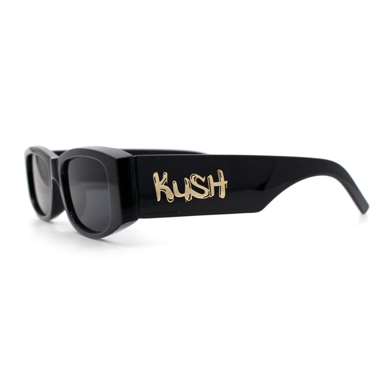 Kush Graffiti Logo Mens Narrow Rectangle Thick Temple Gangster Sunglasses