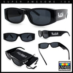 Kush Graffiti Logo Mens Narrow Rectangle Thick Temple Gangster Sunglasses