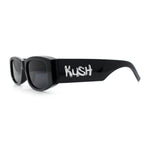 Kush Graffiti Logo Mens Narrow Rectangle Thick Temple Gangster Sunglasses