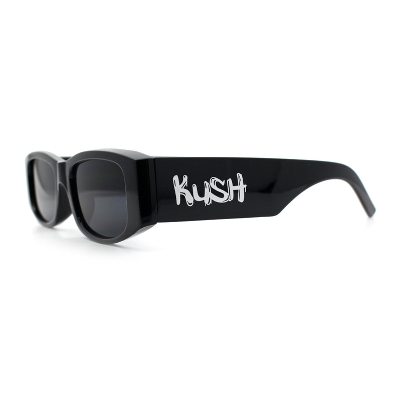 Kush Graffiti Logo Mens Narrow Rectangle Thick Temple Gangster Sunglasses