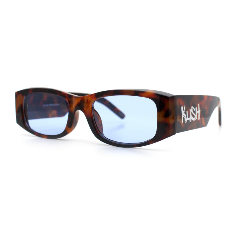Kush Graffiti Logo Mens Narrow Rectangle Thick Temple Gangster Sunglasses