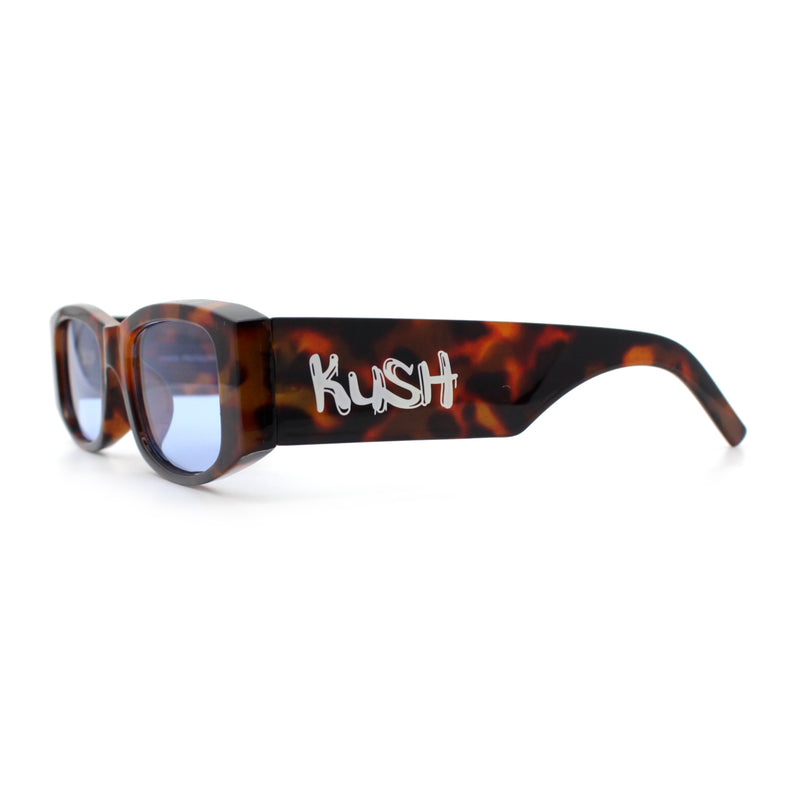 Kush Graffiti Logo Mens Narrow Rectangle Thick Temple Gangster Sunglasses
