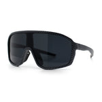 Mens Geometric Oversized Shield Sport Plastic Wrap Riding Sunglasses