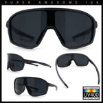 Mens Geometric Oversized Shield Sport Plastic Wrap Riding Sunglasses