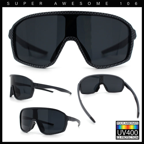 Mens Geometric Oversized Shield Sport Plastic Wrap Riding Sunglasses