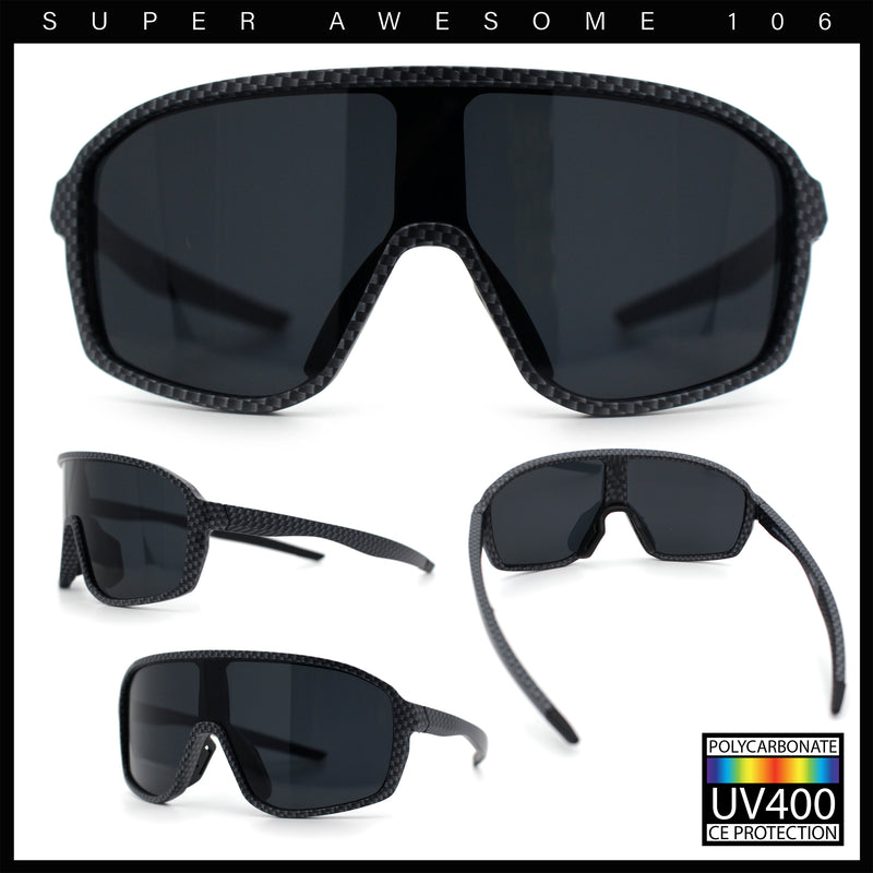 Mens Geometric Oversized Shield Sport Plastic Wrap Riding Sunglasses